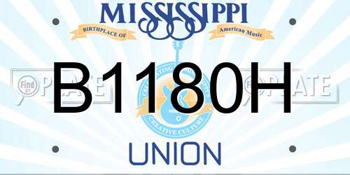 B1180H Mississippi License Plate