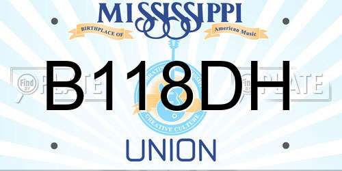 B118DH Mississippi License Plate