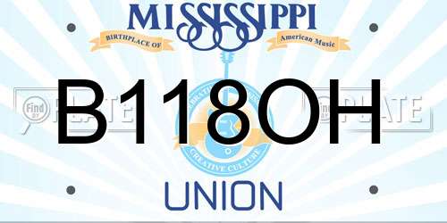 B118OH Mississippi License Plate