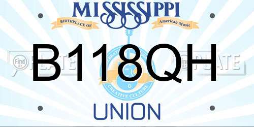 B118QH Mississippi License Plate