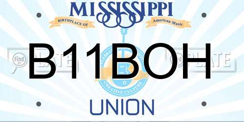 B11BOH Mississippi License Plate