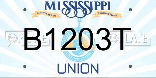 B1203T Mississippi License Plate