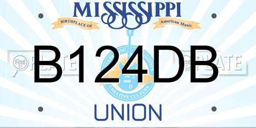 B124DB Mississippi License Plate