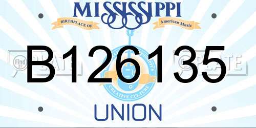 B126135 Mississippi License Plate