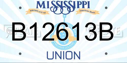 B12613B Mississippi License Plate