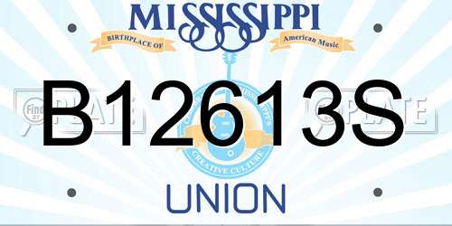 B12613S Mississippi License Plate