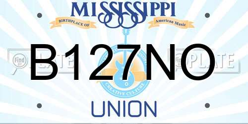 B127NO Mississippi License Plate