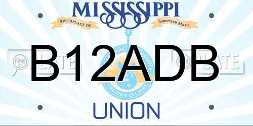 B12ADB Mississippi License Plate