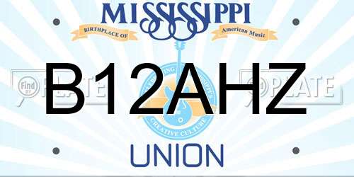 B12AHZ Mississippi License Plate