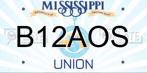 B12AOS Mississippi License Plate