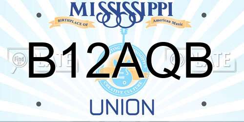 B12AQB Mississippi License Plate