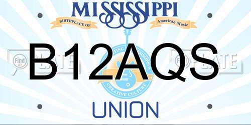 B12AQS Mississippi License Plate