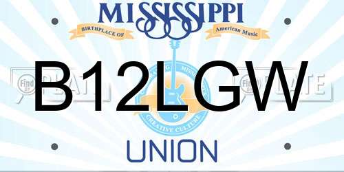 B12LGW Mississippi License Plate