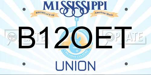 B12OET Mississippi License Plate