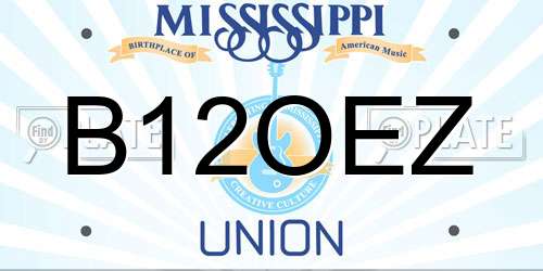 B12OEZ Mississippi License Plate