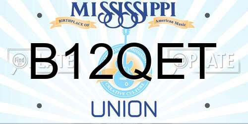 B12QET Mississippi License Plate
