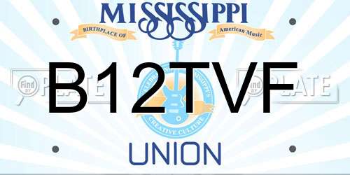B12TVF Mississippi License Plate