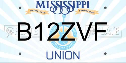 B12ZVF Mississippi License Plate
