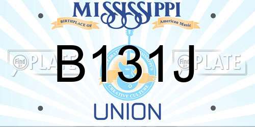 B131J Mississippi License Plate