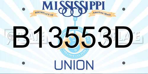 B13553D Mississippi License Plate