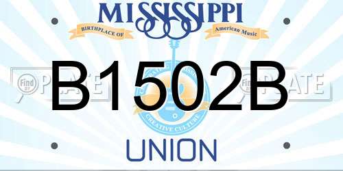 B1502B Mississippi License Plate