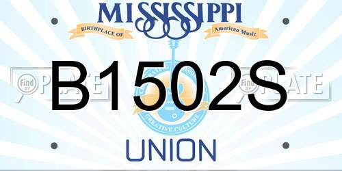 B1502S Mississippi License Plate