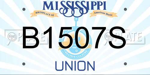 B1507S Mississippi License Plate