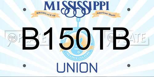 B150TB Mississippi License Plate