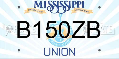 B150ZB Mississippi License Plate