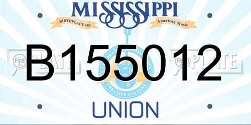 B155012 Mississippi License Plate