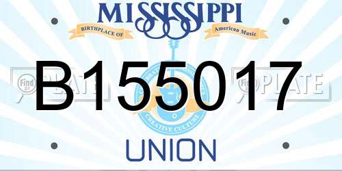 B155017 Mississippi License Plate