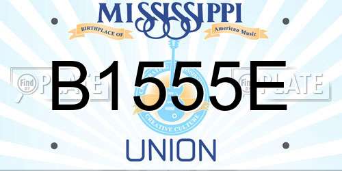 B1555E Mississippi License Plate