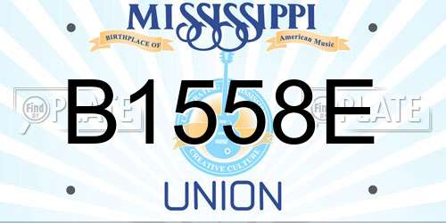B1558E Mississippi License Plate
