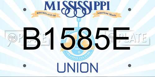 B1585E Mississippi License Plate