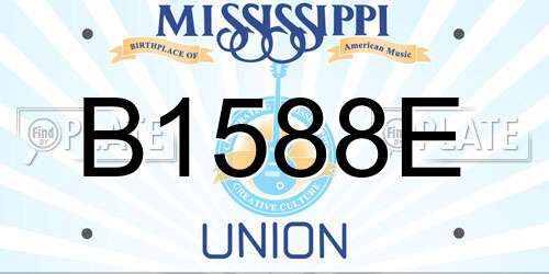 B1588E Mississippi License Plate