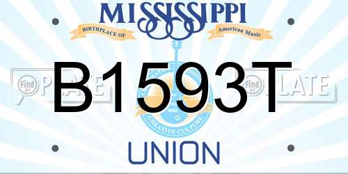 B1593T Mississippi License Plate