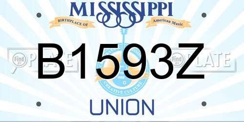 B1593Z Mississippi License Plate