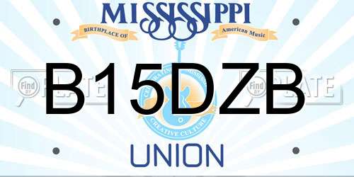 B15DZB Mississippi License Plate