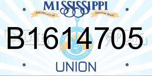 B1614705 Mississippi License Plate