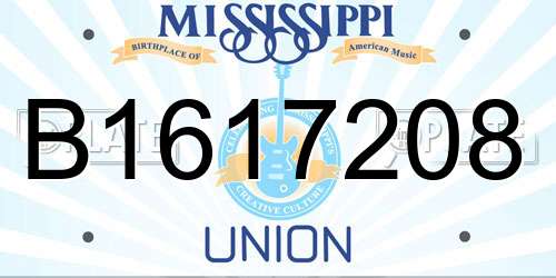 B1617208 Mississippi License Plate
