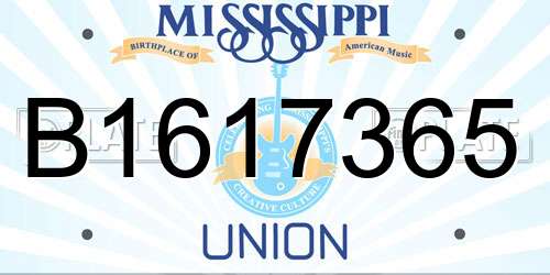 B1617365 Mississippi License Plate