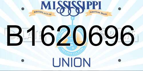 B1620696 Mississippi License Plate