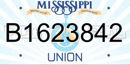 B1623842 Mississippi License Plate