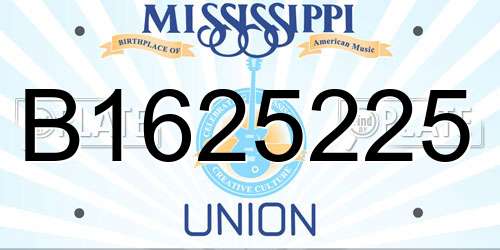 B1625225 Mississippi License Plate