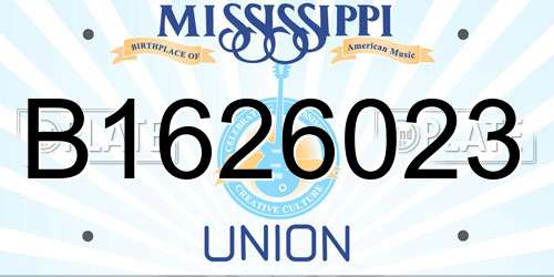 B1626023 Mississippi License Plate