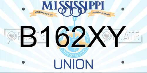 B162XY Mississippi License Plate
