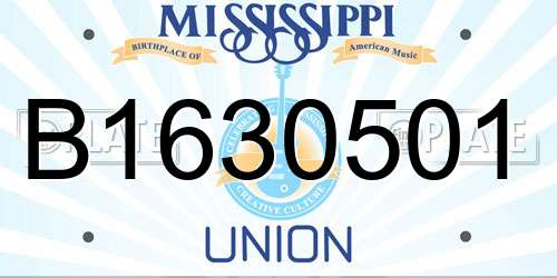 B1630501 Mississippi License Plate