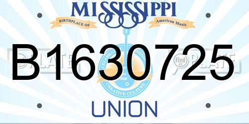 B1630725 Mississippi License Plate