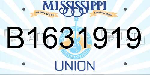 B1631919 Mississippi License Plate
