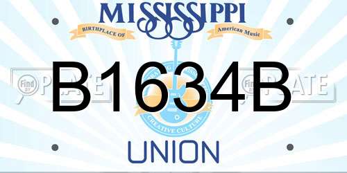 B1634B Mississippi License Plate